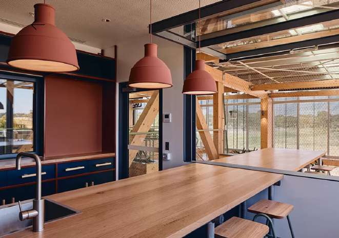 Timber-lined lunchroom on Level 1