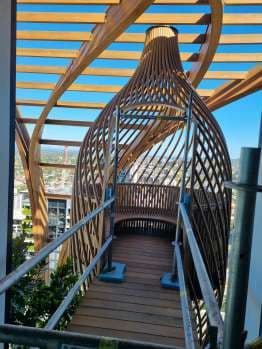 Curved glulam timber structure